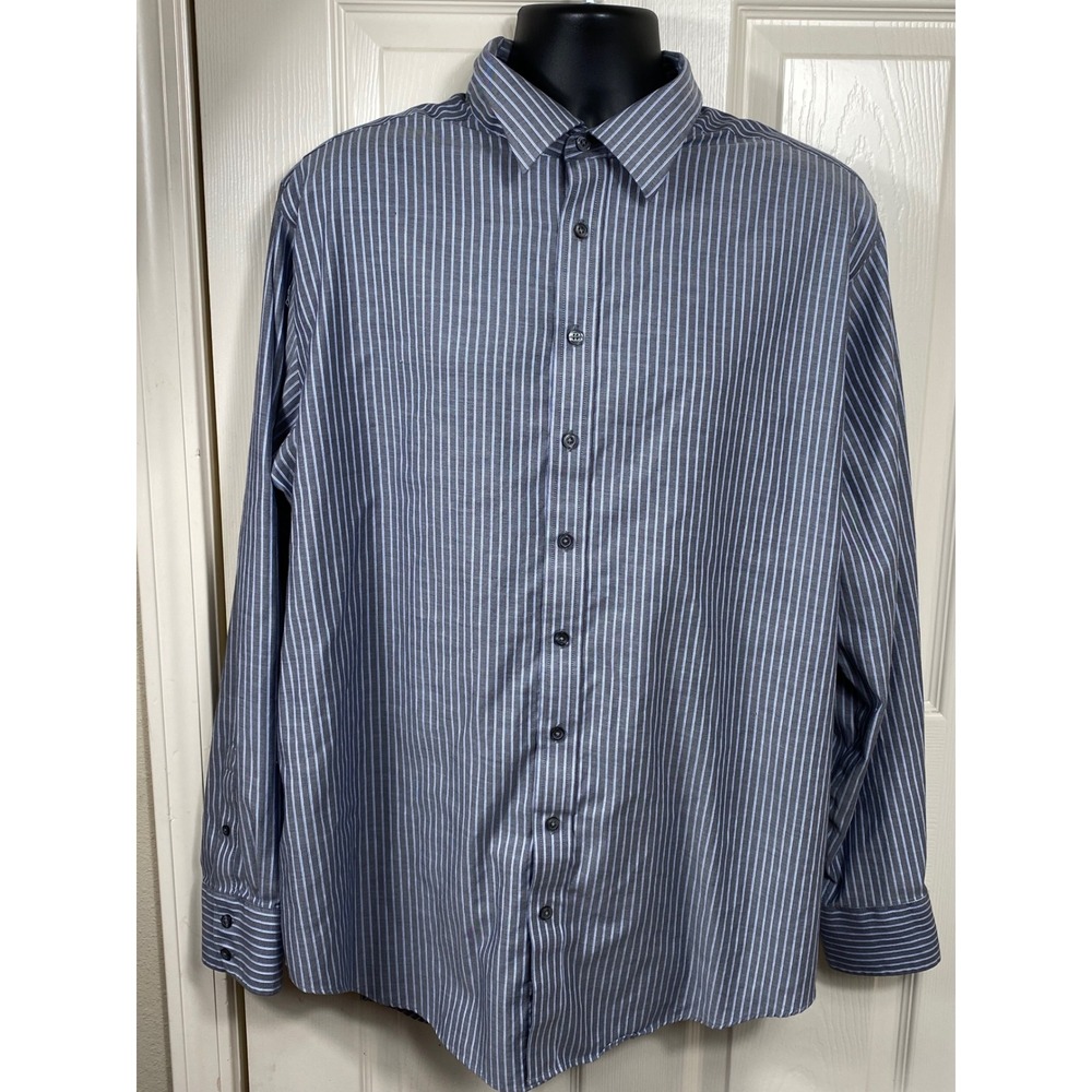 Merona Striped Dress Shirt XXL 18-18 1/2‎ Long Sleeve Button Down